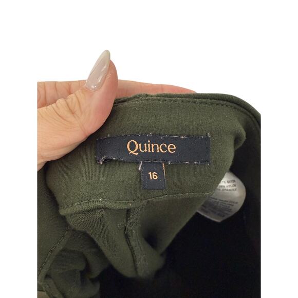 Quince Ultra-Stretch Ponte Cropped Wide-Leg Pants Olive Green Size 16 - Picture 5 of 10